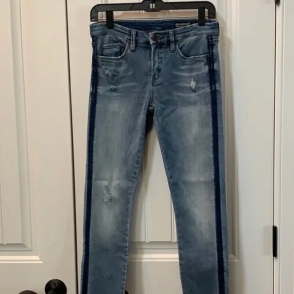 BLANK NYC Side Stripe Tuxedo Skinny Classic Raw Hem Jean 27 - Picture 2 of 10